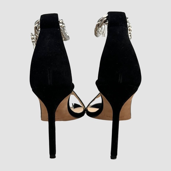 Manolo Blahnik Black Suede High Heel Chain Sandals US7/ EU37 - Picture 3 of 7